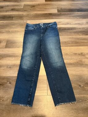Good American Women’s Dark Blue  Jeans with Raw Hem Size 14-18 NWOT